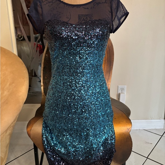Speechless Navy Sequin Mini Dress - Picture 1 of 7